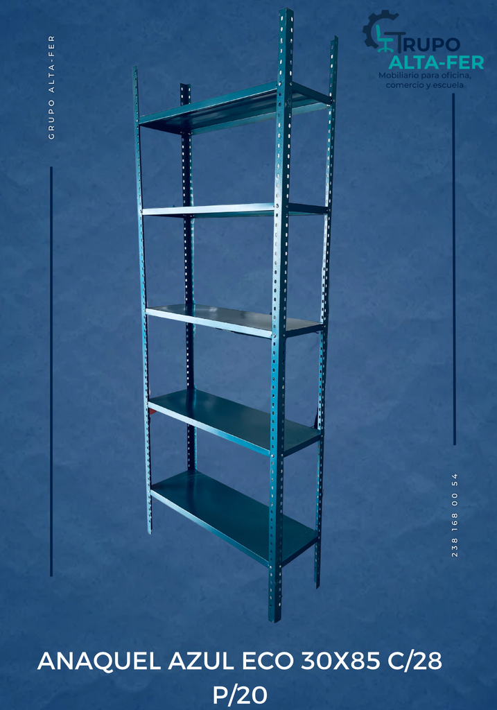 ANAQUEL AZUL ECO 30X85 CM CALIBRE/28 POSTE/20